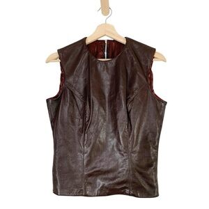 Vintage Helen Storey Leather Sleeveless Top Size Small